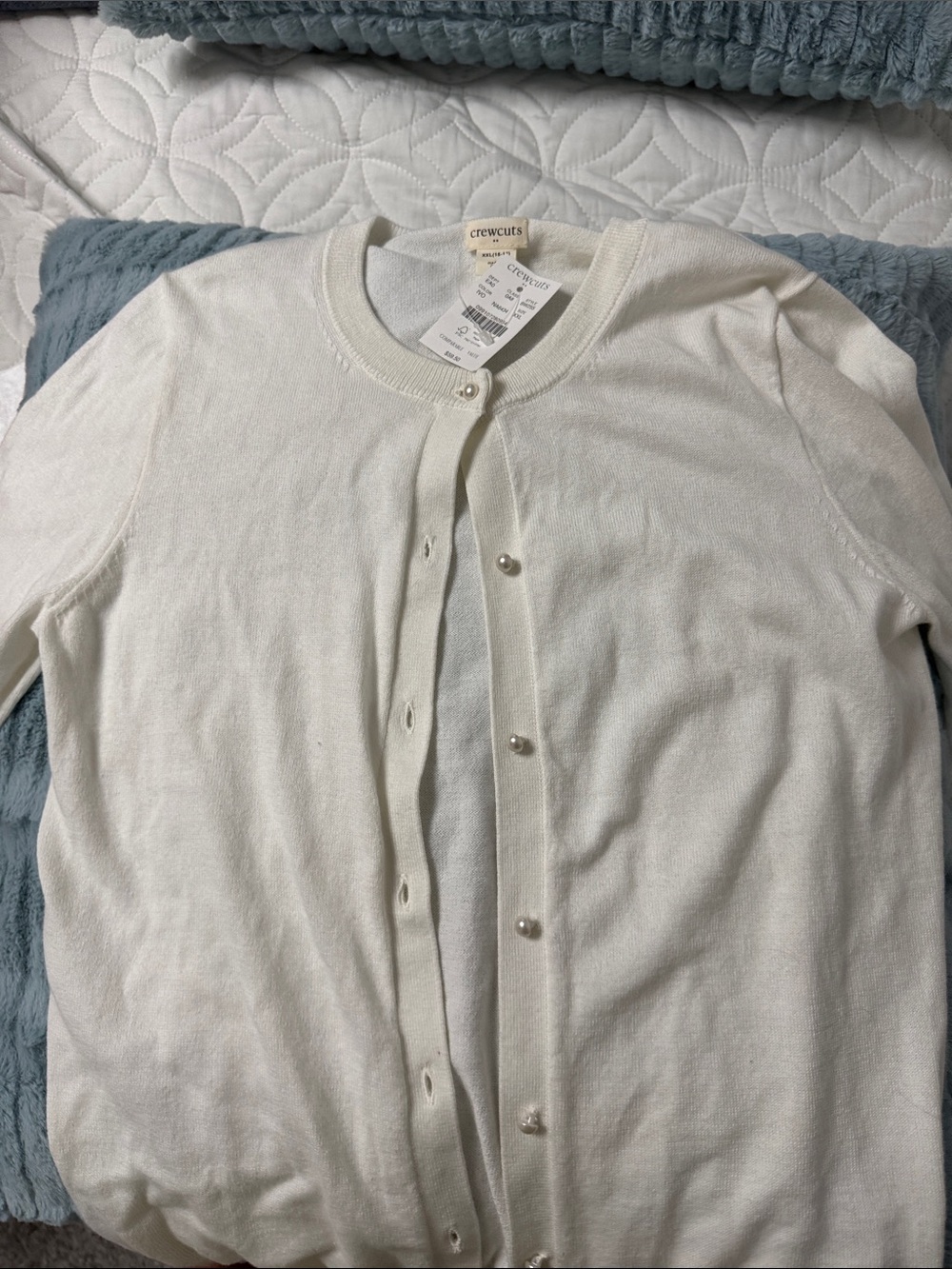 Crewcuts Ivory Pearl-Button Cardigan